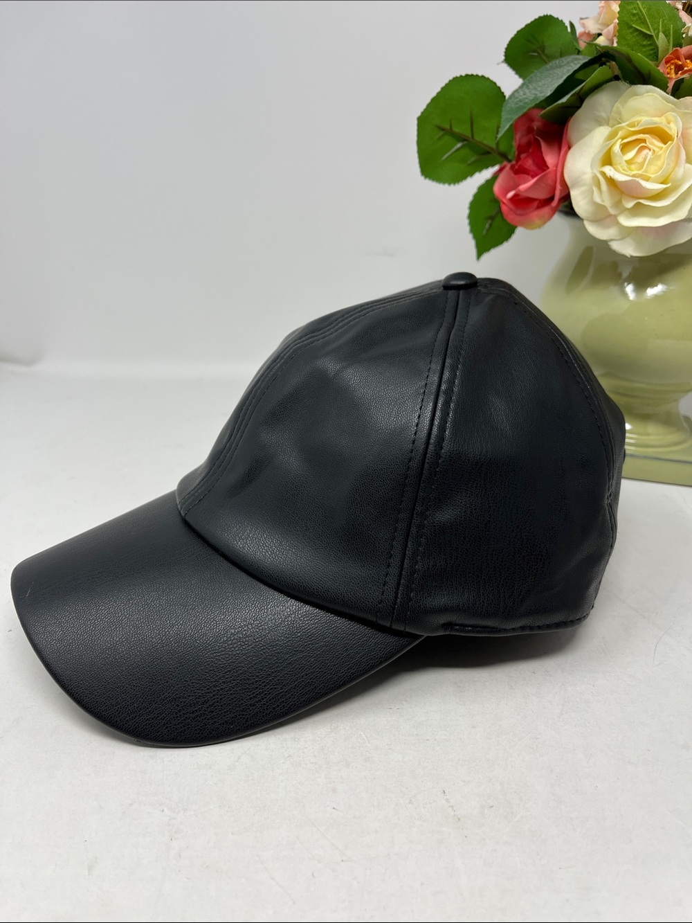 GAP Faux Leather Baseball Cap Adjustable Strap NWT Black